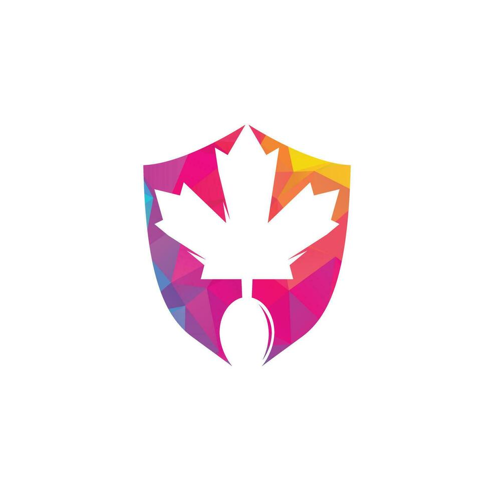 diseño de concepto de logotipo de comida canadiense. concepto de logotipo de restaurante de comida canadiense. icono de hoja y tenedor de arce vector