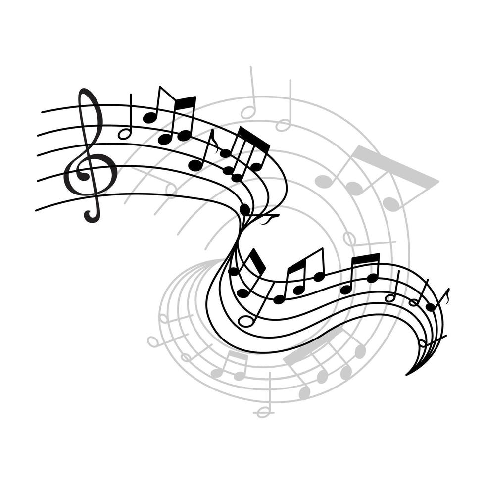 notas musicales vectoriales en el icono del personal vector