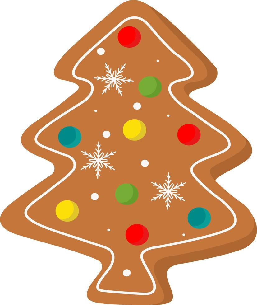 galletas festivas para navidad en forma de árbol de navidad. deliciosas galletas decoradas con glaseado.feliz año nuevo decoración.feliz navidad.celebrando año nuevo y navidad.ilustración vectorial vector