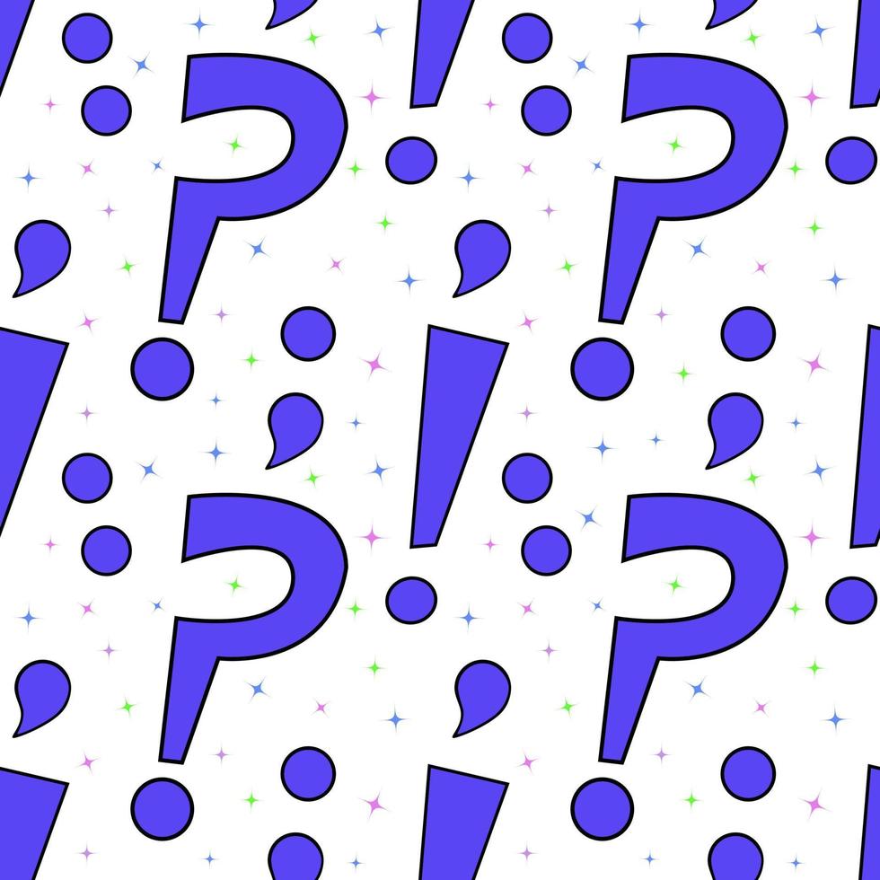 Vector seamless pattern with question and exclamation marks.  Vector illustration.Ideal for children's posters, packaging, textiles, web design, postcards.