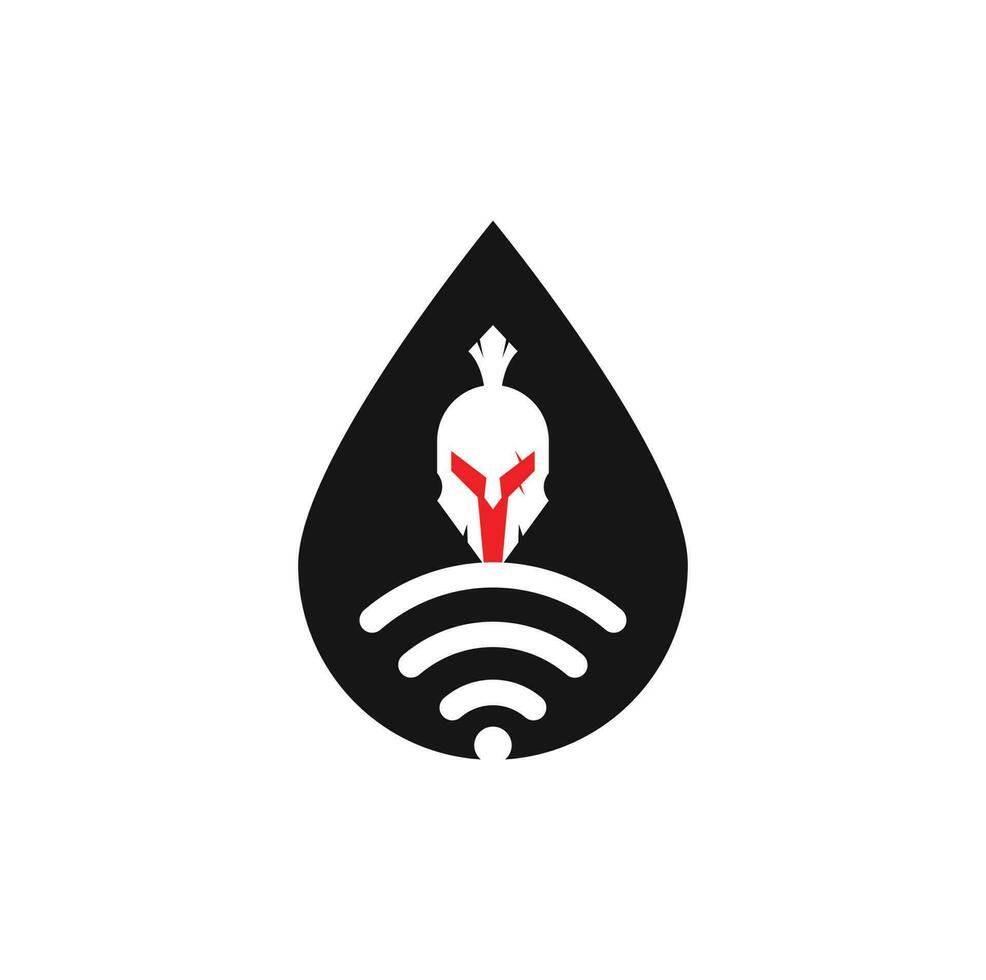 Spartan wifi drop shape concept logo. Spartan and wifi logo combination. Helmet and signal symbol or icon vector