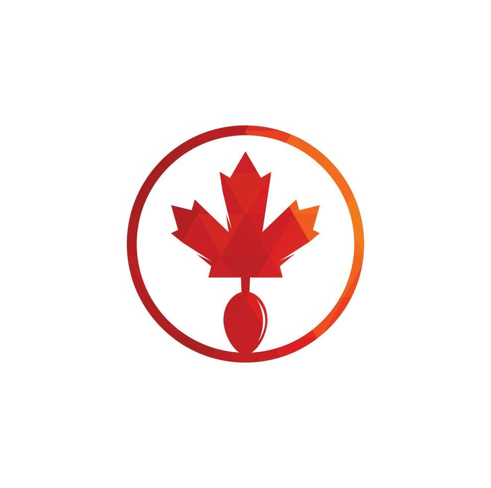 diseño de concepto de logotipo de comida canadiense. concepto de logotipo de restaurante de comida canadiense. icono de hoja y tenedor de arce vector