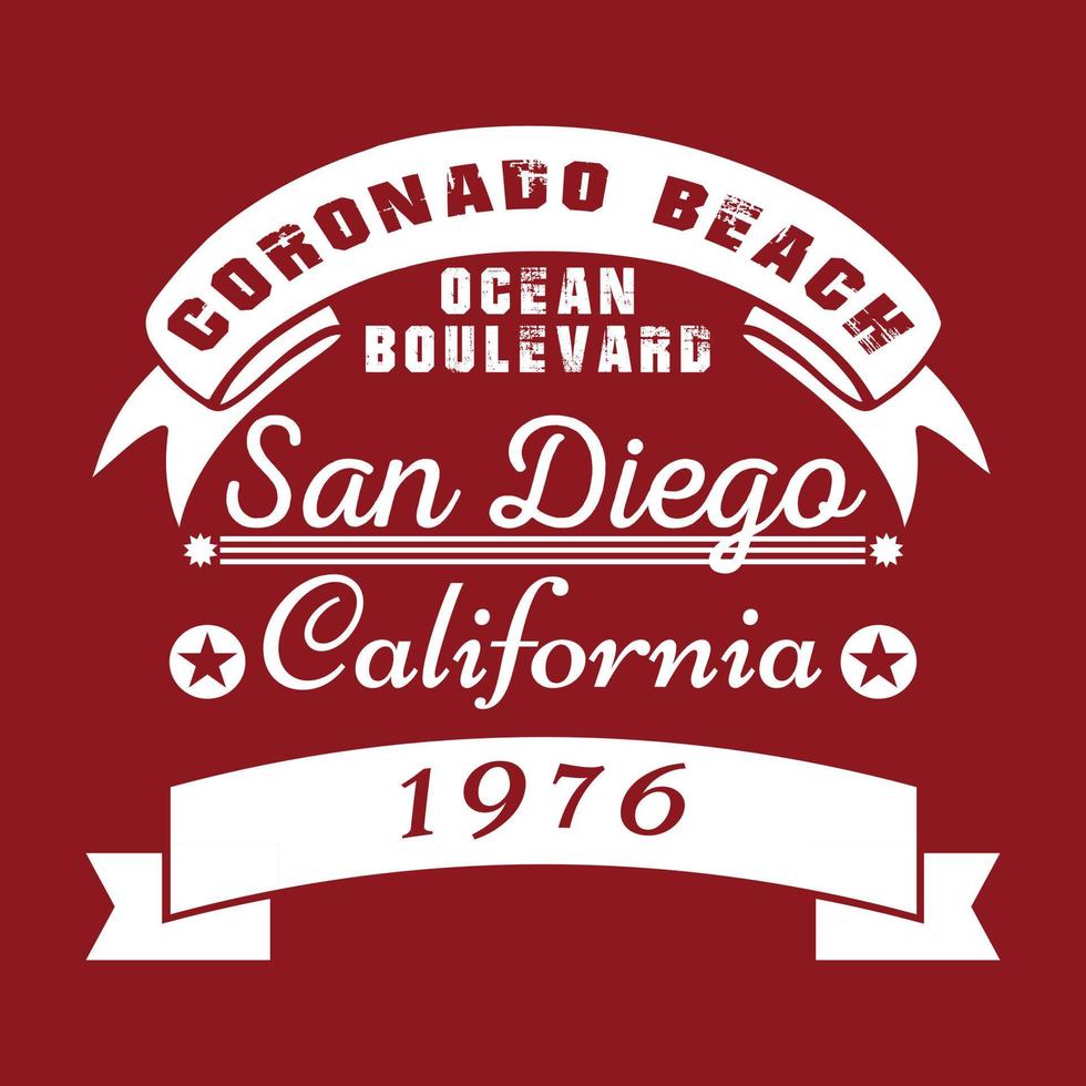 ilustración vectorial sobre el tema del surf y el surf en california, san diego, playa coronado. tipografía, gráficos de camisetas, impresión, afiche, tipografía de deporte de surf coronado, gráficos de camisetas, vectores. vector