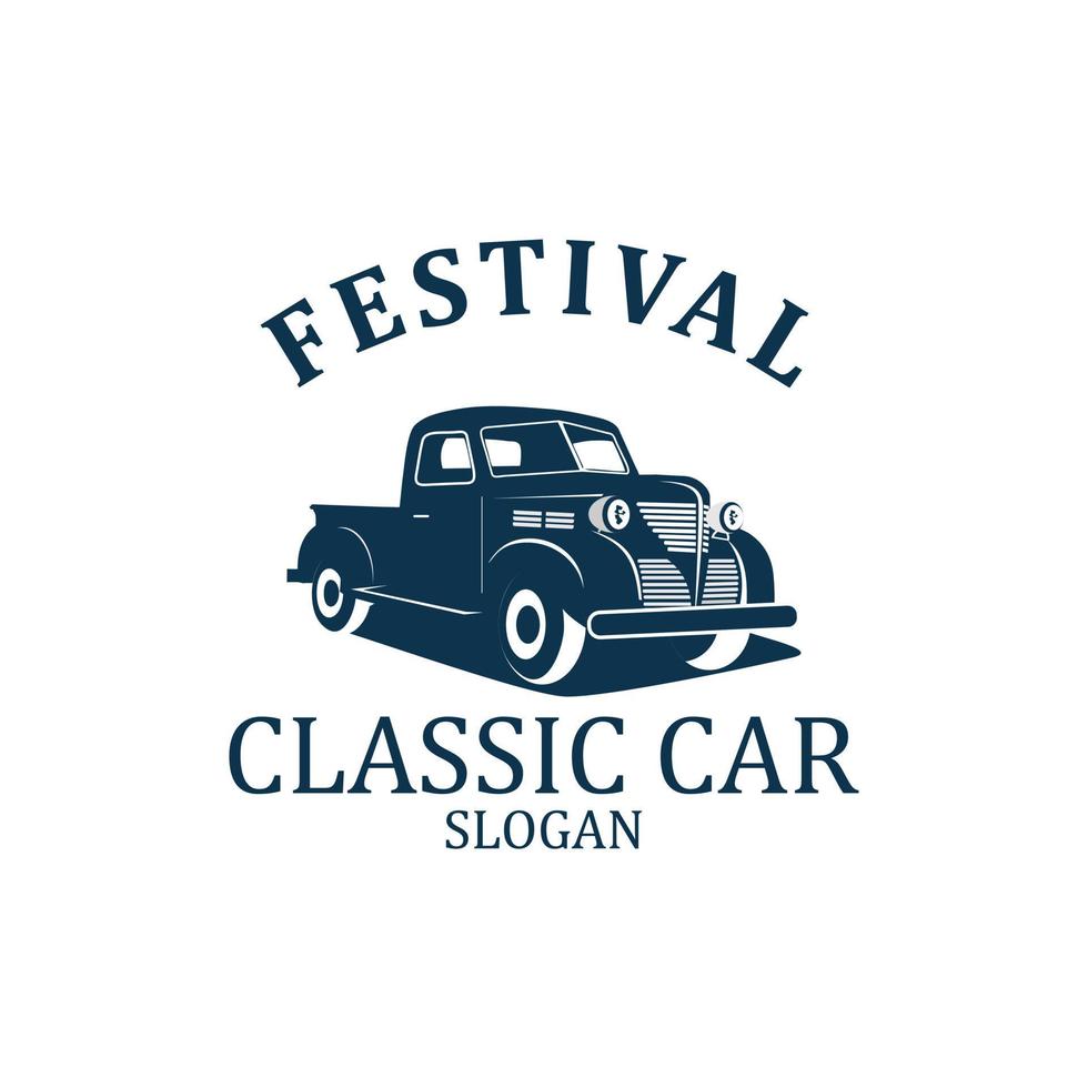 vector del logotipo del coche clásico del festival.