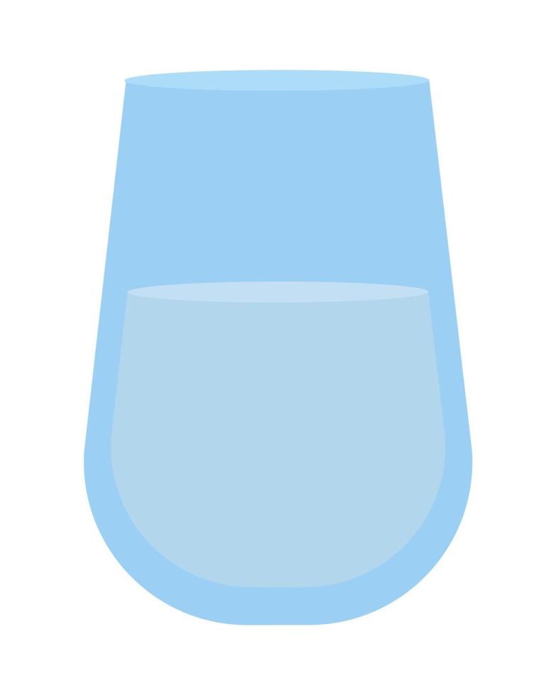 Glass of water semi flat color vector object. Refreshment. Editable element. Full sized item on white. Beverage simple cartoon style illustration for web graphic design and animation