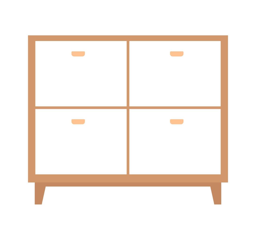 Chest of drawers semi flat color vector object. Office cabinet. Editable element. Full sized item on white. Furniture simple cartoon style illustration for web graphic design and animation