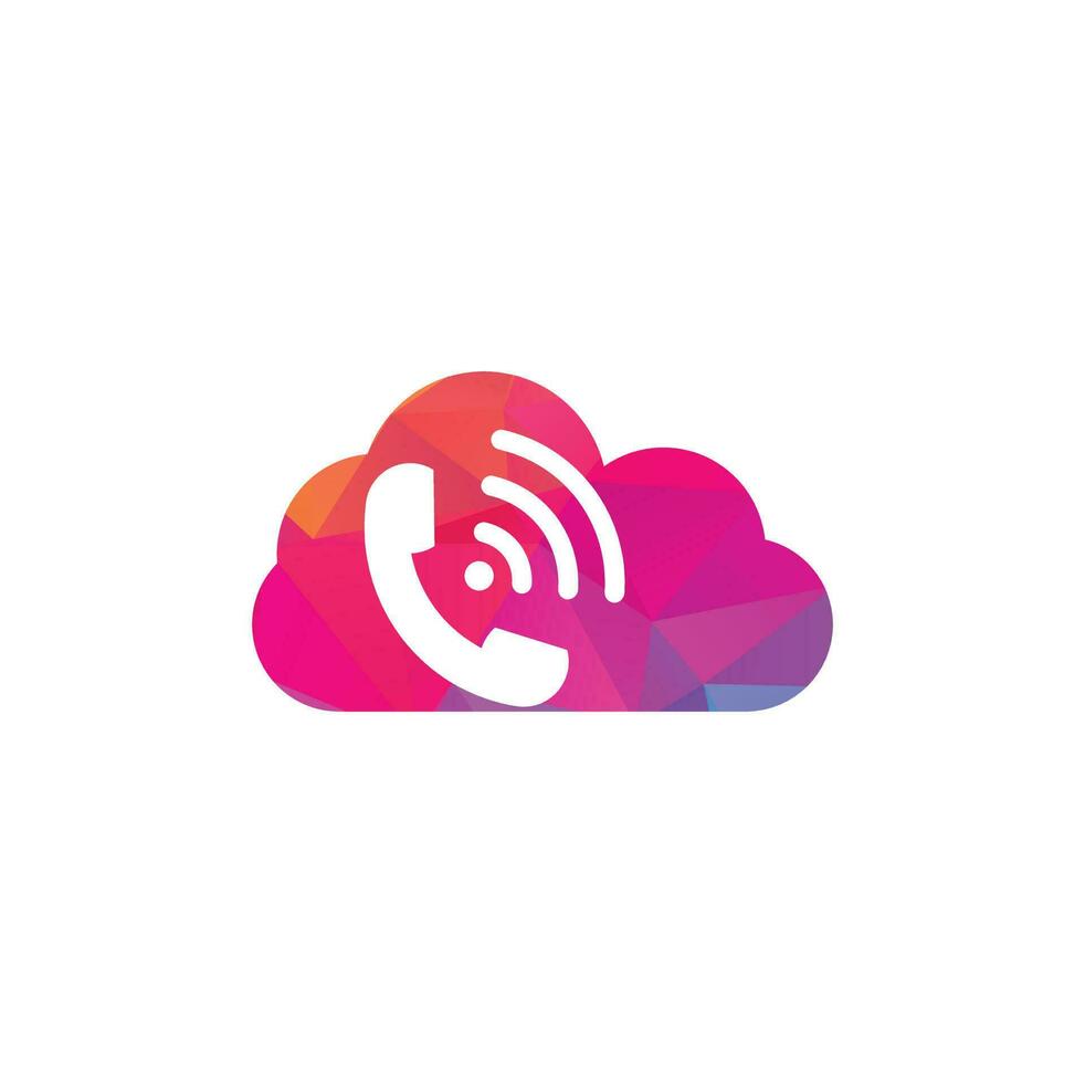 Call wifi cloud shape concept logo design vector template. Phone and wifi logo design icon