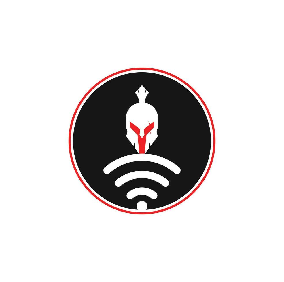 Spartan and wifi logo combination. Helmet and signal symbol or icon. vector