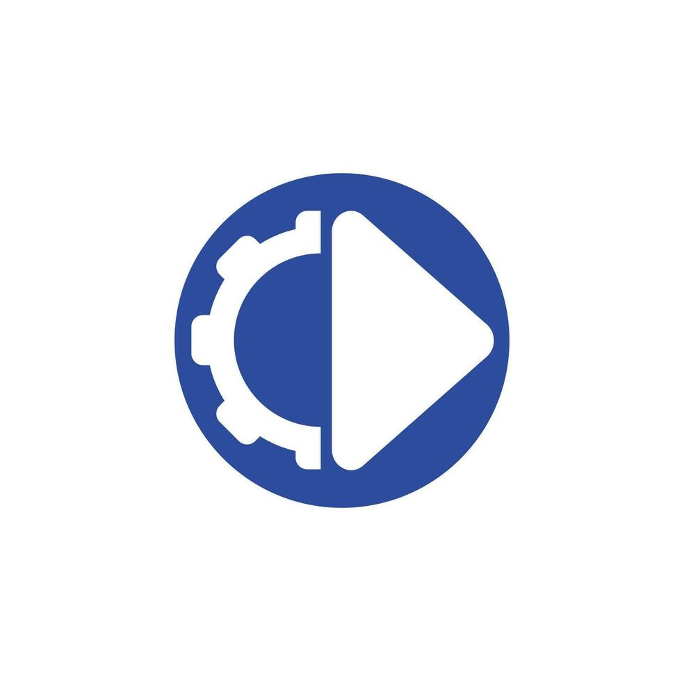 logotipo de los medios de comunicación. icono de tecnología de medios de engranaje vectorial abstracto. vector