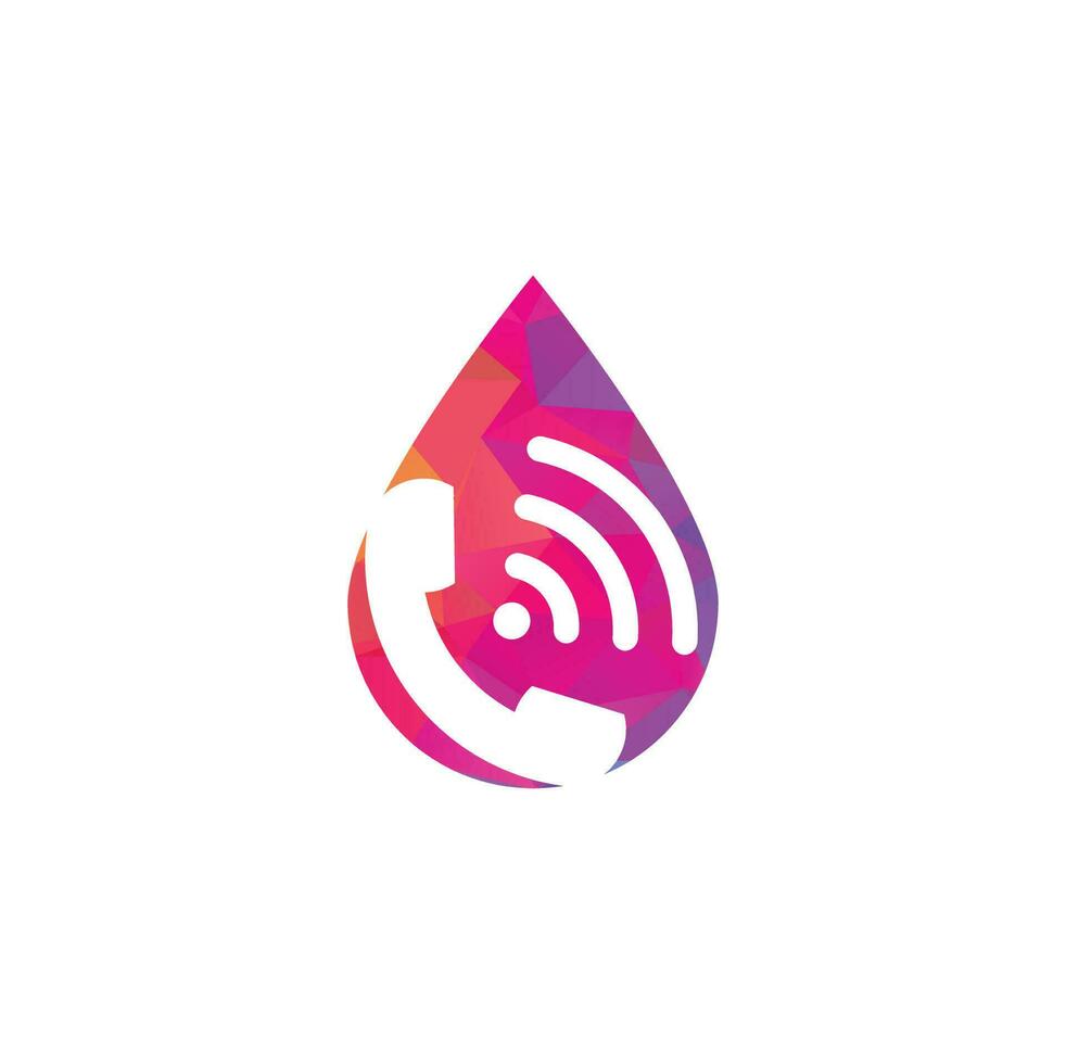Llame a la plantilla de vector de diseño de logotipo de concepto de forma de gota wifi. icono de diseño de logotipo de teléfono y wifi