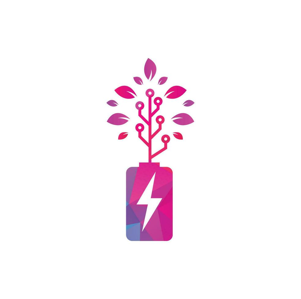 Battery leaves vector logo design. Battery and leaf icon natural energy symbol design element logo template
