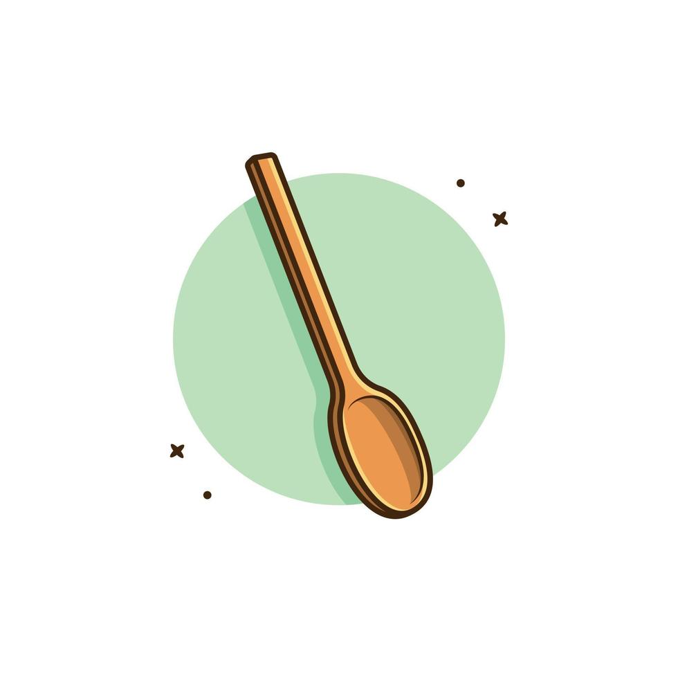 ilustración de icono de vector de dibujos animados de cuchara de madera. concepto de icono de objeto de comida vector premium aislado. estilo de dibujos animados plana