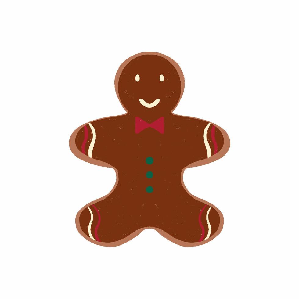 Gingerbread man. Christmas icon. Holiday winter symbols isolated on white background in hand drawn vector