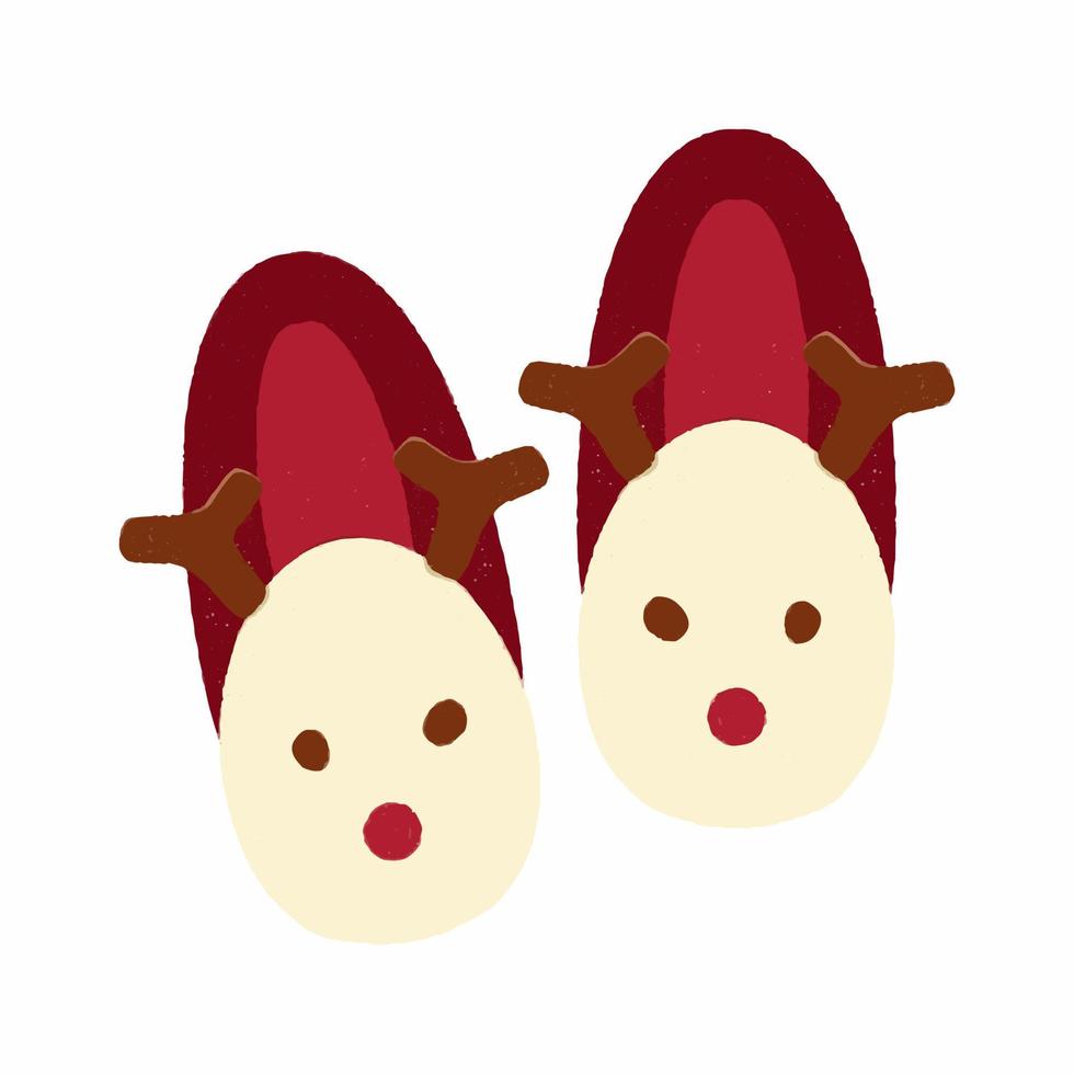 Christmas Pair of Home Cute Slippers in the Form of a Deer vector