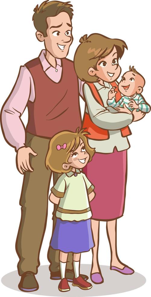 linda familia de pie juntos ilustración vectorial vector