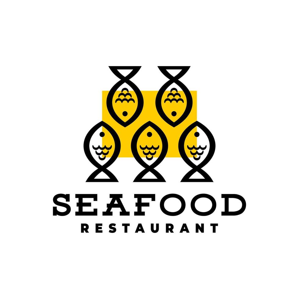 illustration of five fish. good for seafood restaurant logo or any business related to fish. vector