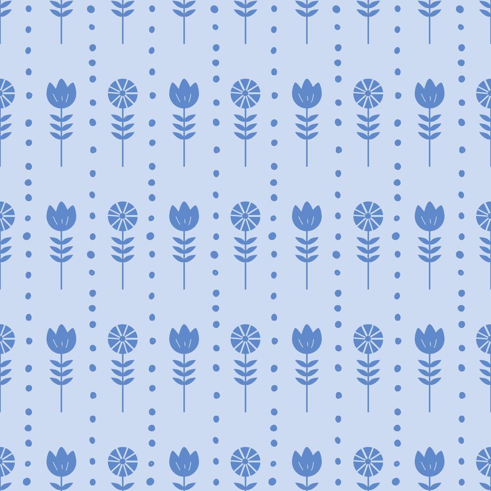 Seamless floral pattern. Blue flower wrapping paper pattern. Repeat pattern for fabric decoration. vector