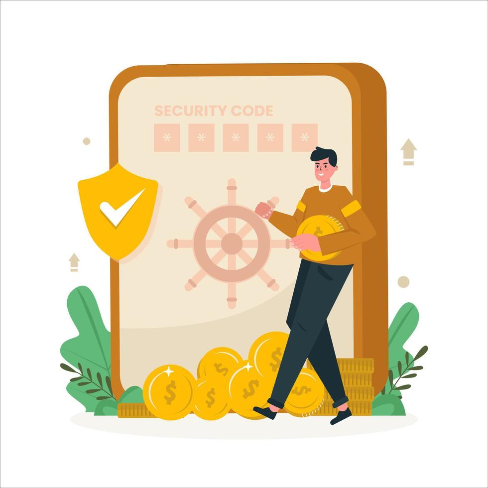 Secure money savings flat illustration vector