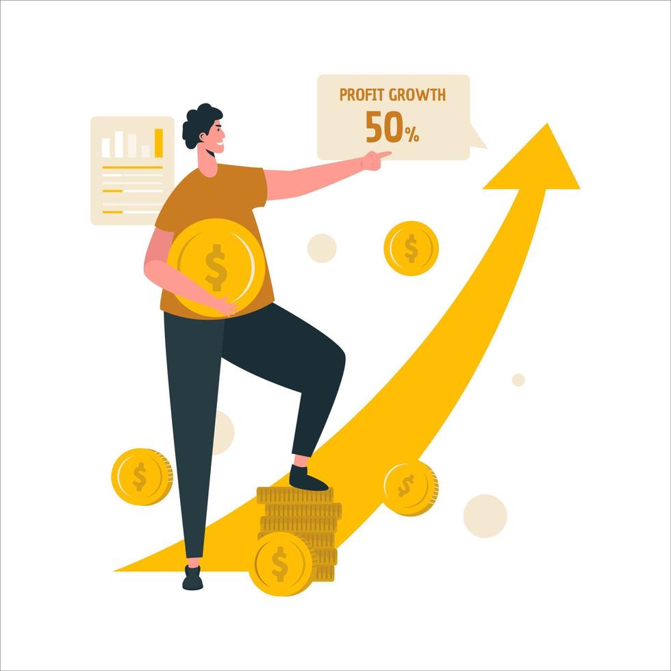 Profit financial investment growth flat design vector