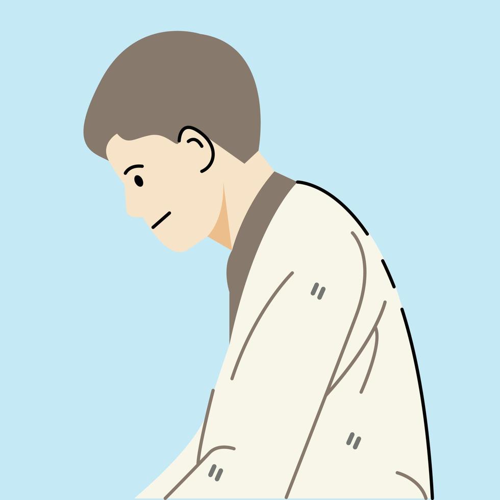 Young man thinking flat illustration vector