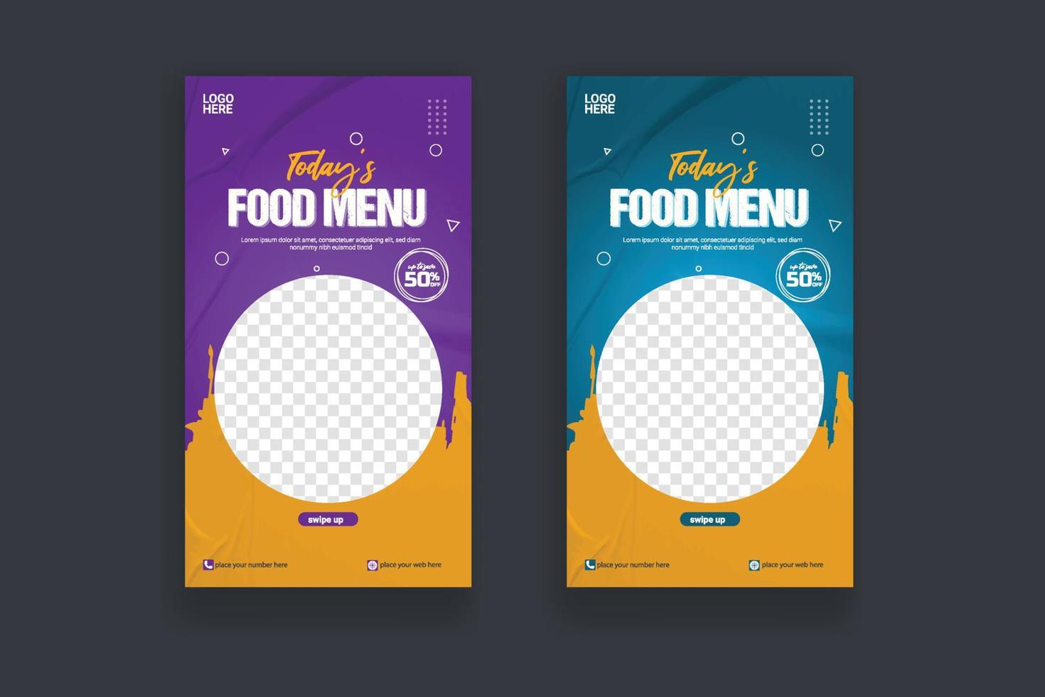 Food social media story post template for food promotion simple banner frame vector