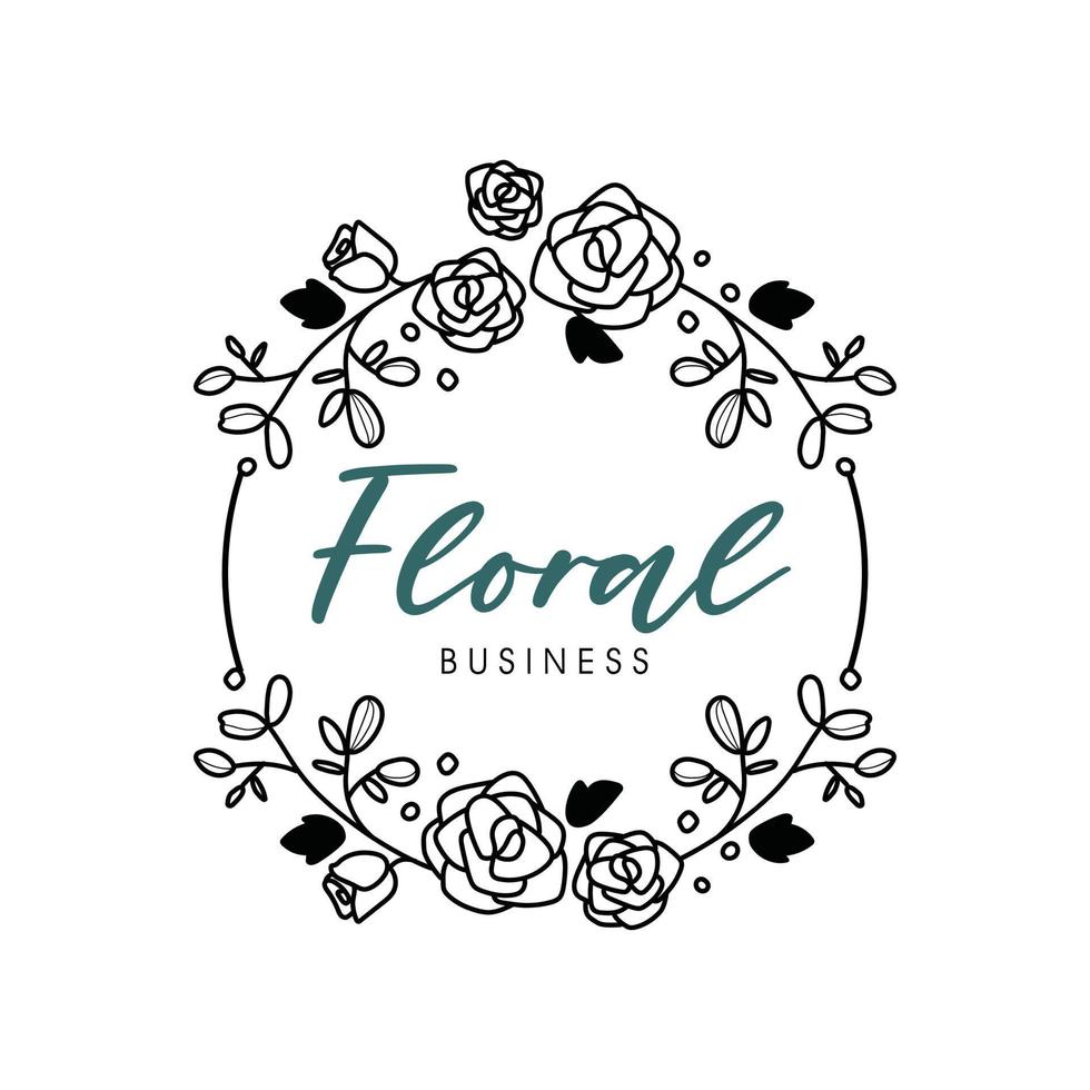 simple floral logo illustration vector