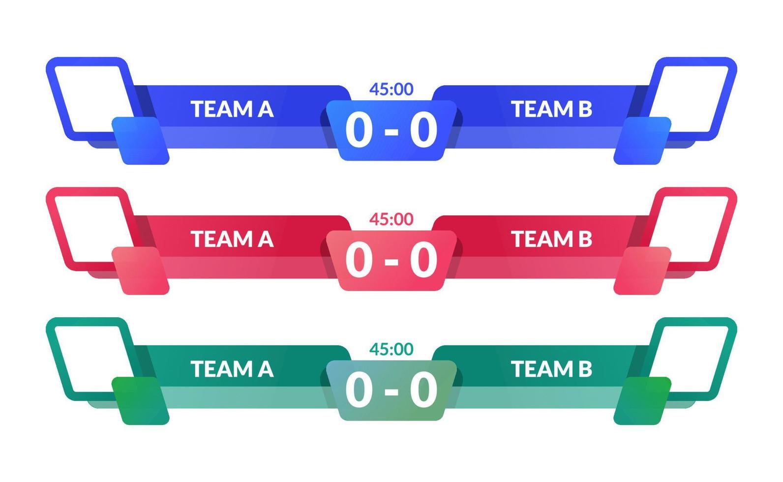 scoreboard versus team A vs team B for sport lower third with time and result duel battle vector