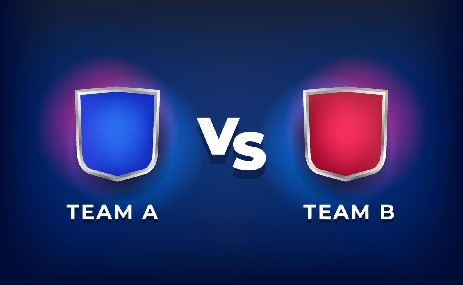 marcador versus equipo a vs equipo b para deporte tercio inferior. equipo azul lucha equipo rojo con escudo 3d vector