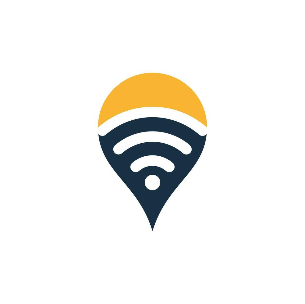 Map pin with wifi signal logo icon design vector. vector
