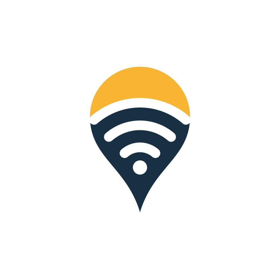 Map pin with wifi signal logo icon design vector. vector