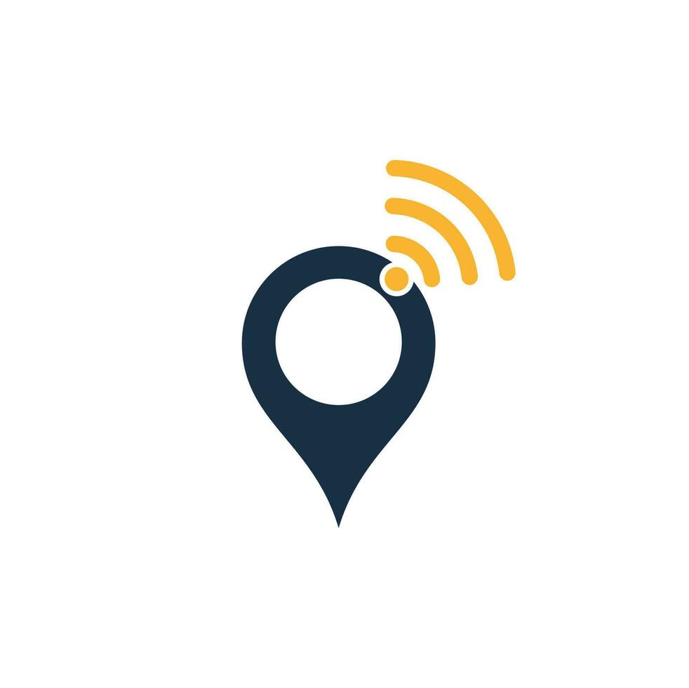 Map pin with wifi signal logo icon design vector. vector