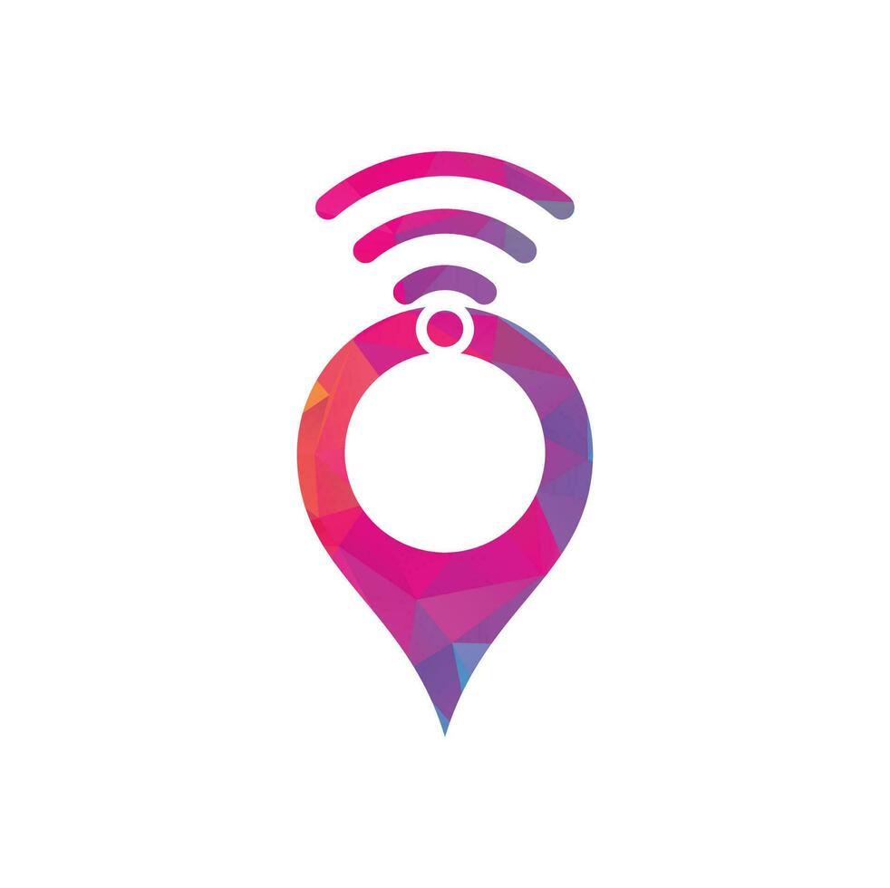 pin de mapa con vector de diseño de icono de logotipo de señal wifi.