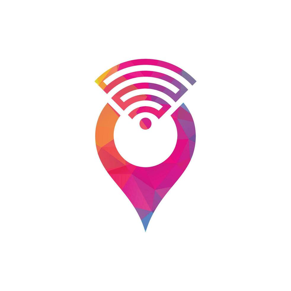 pin de mapa con vector de diseño de icono de logotipo de señal wifi.