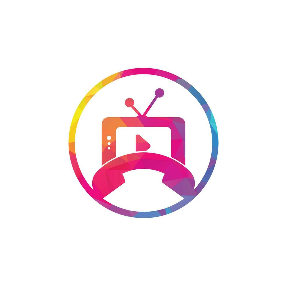 diseño de plantilla de logotipo de llamada telefónica de televisión. llame al icono de diseño del logotipo de tv. vector