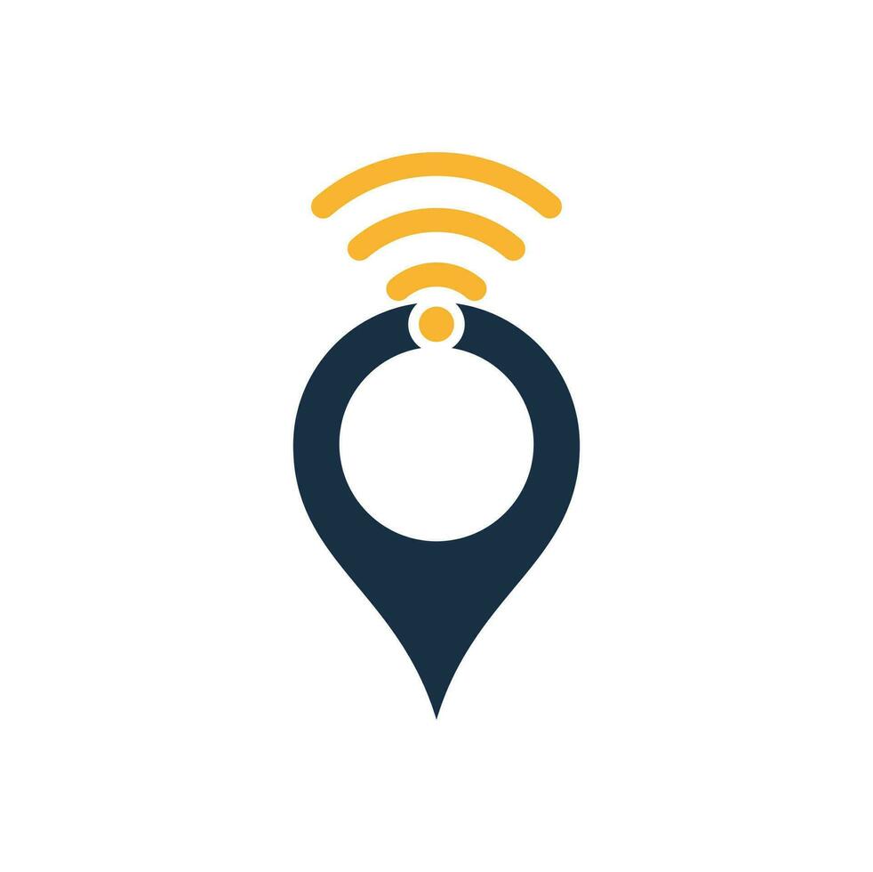 Map pin with wifi signal logo icon design vector. vector