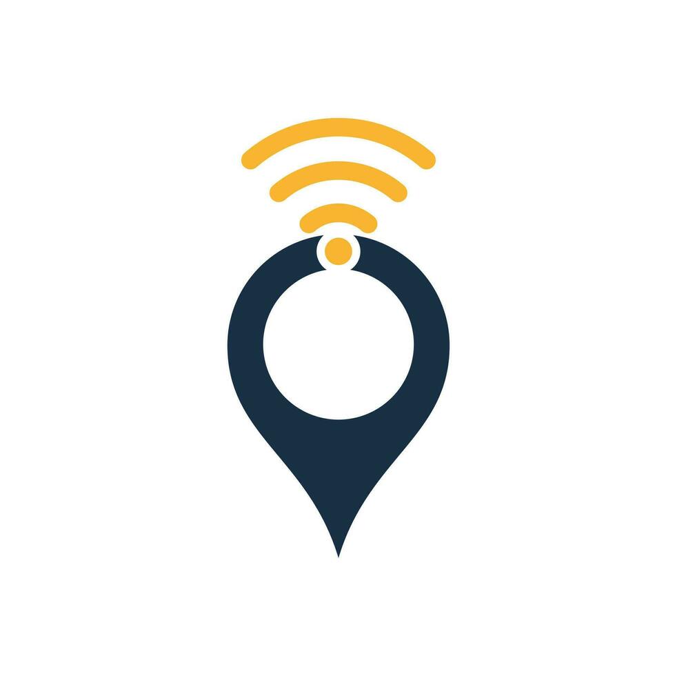 pin de mapa con vector de diseño de icono de logotipo de señal wifi.