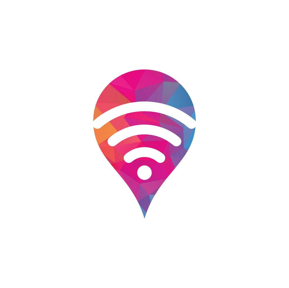 Map pin with wifi signal logo icon design vector. vector