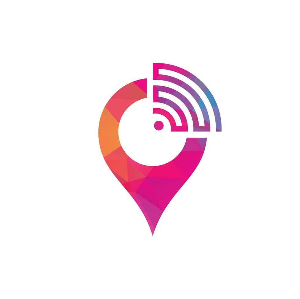 pin de mapa con vector de diseño de icono de logotipo de señal wifi.