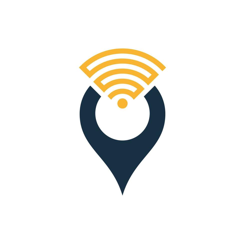 Map pin with wifi signal logo icon design vector. vector