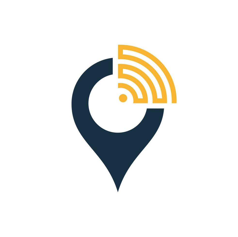 Map pin with wifi signal logo icon design vector. vector