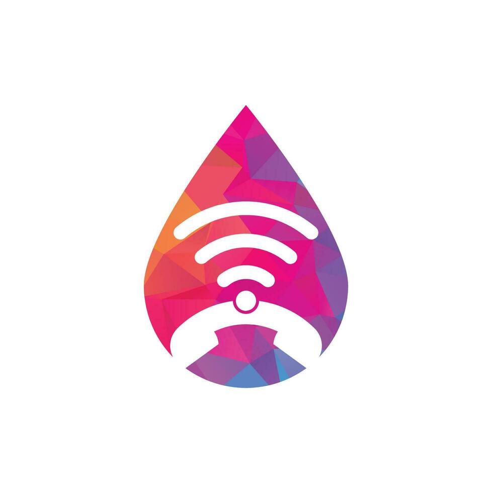 Llame a la plantilla de vector de diseño de logotipo de concepto de forma de gota wifi. icono de diseño de logotipo de teléfono y wifi