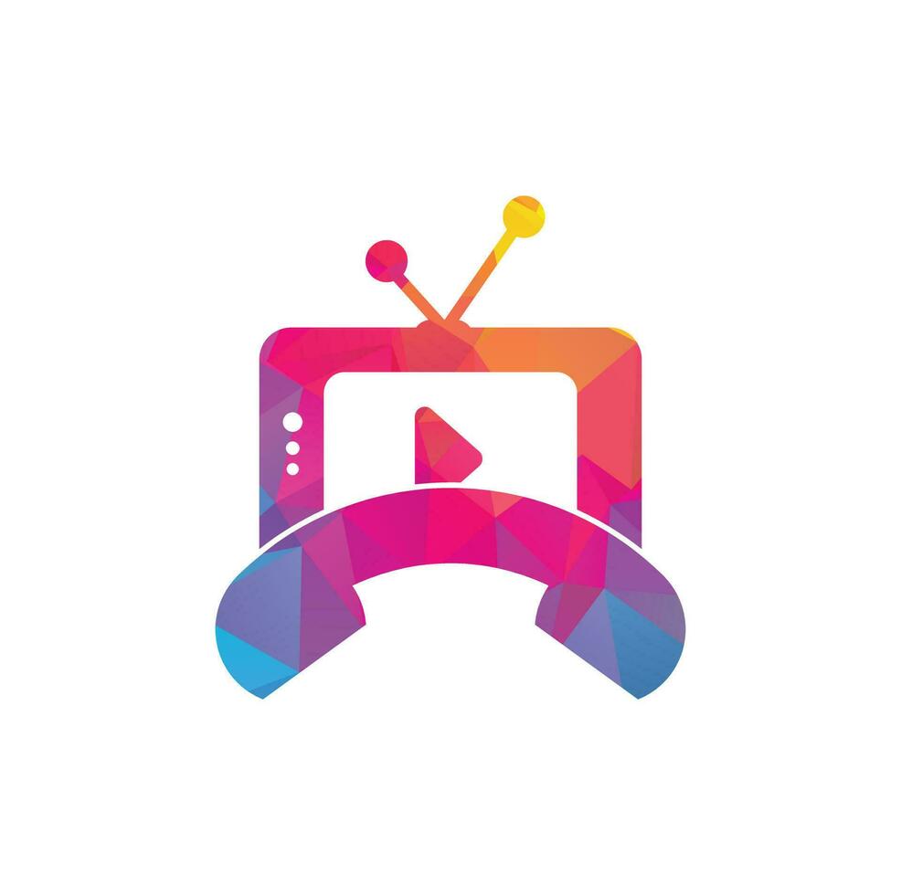 Television Phone Call Logo Template Design. Call tv logo design icon. vector
