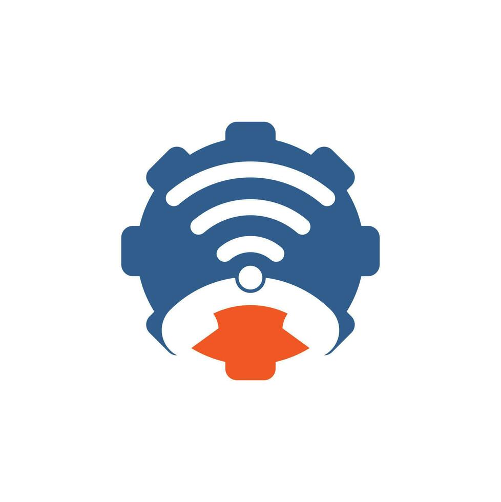 Call wifi gear shape concept logo design vector template. Phone and wifi logo design icon