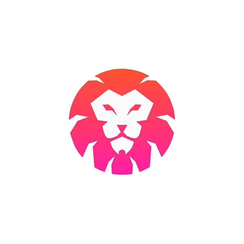 plantilla logo cabeza cara león forma circulo degradado color vector