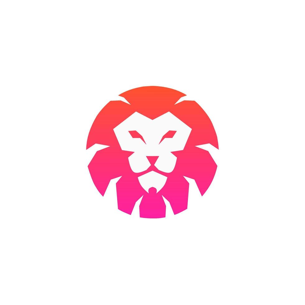 Template logo head face lion shape circle gradient color vector