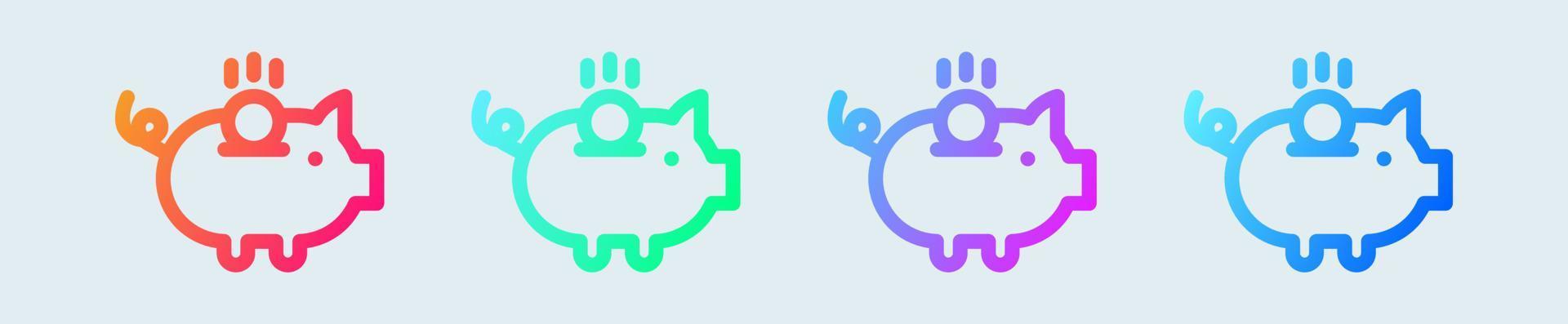 Savings line icon in gradient colors. Pig coin signs vector illustration.