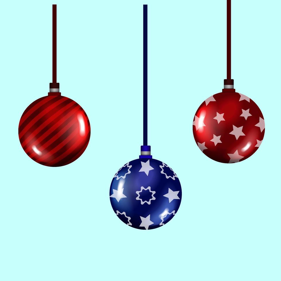 bola de árbol de navidad. rojo y azul vector