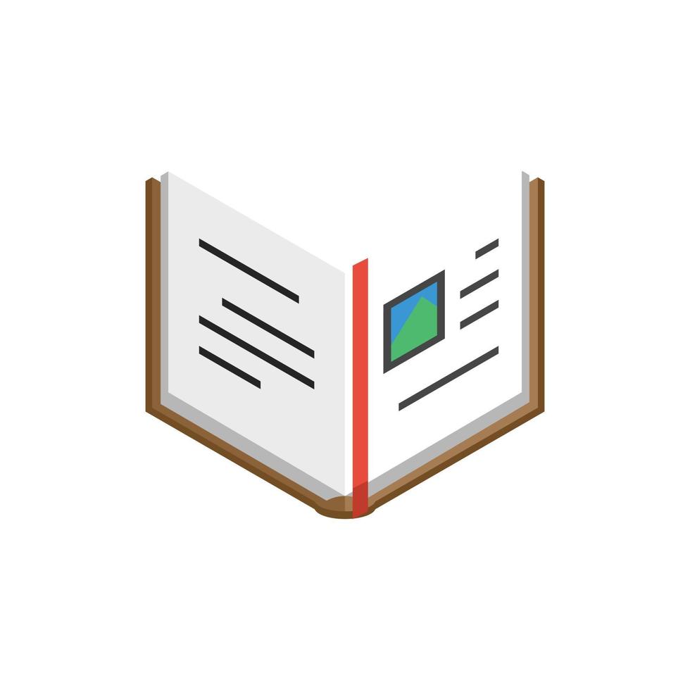 Open book colored isometric vector illustration