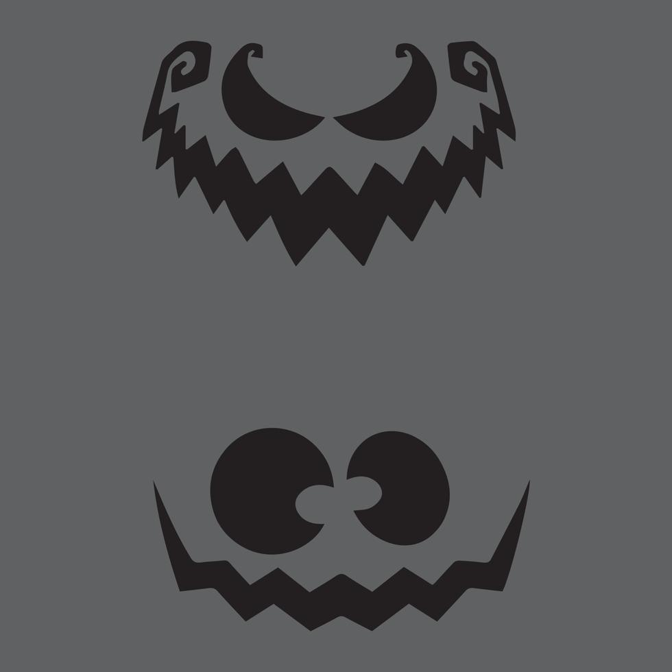 Many different facial expressions, specific for the Halloween season, made on a gray or red background vector