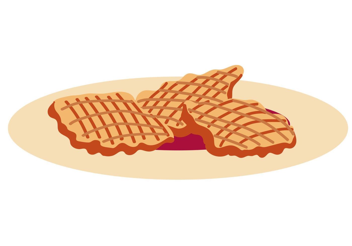 croffle gofre de croissant cocinado en una gofrera. postre coreano. comida dulce vectorial. vector